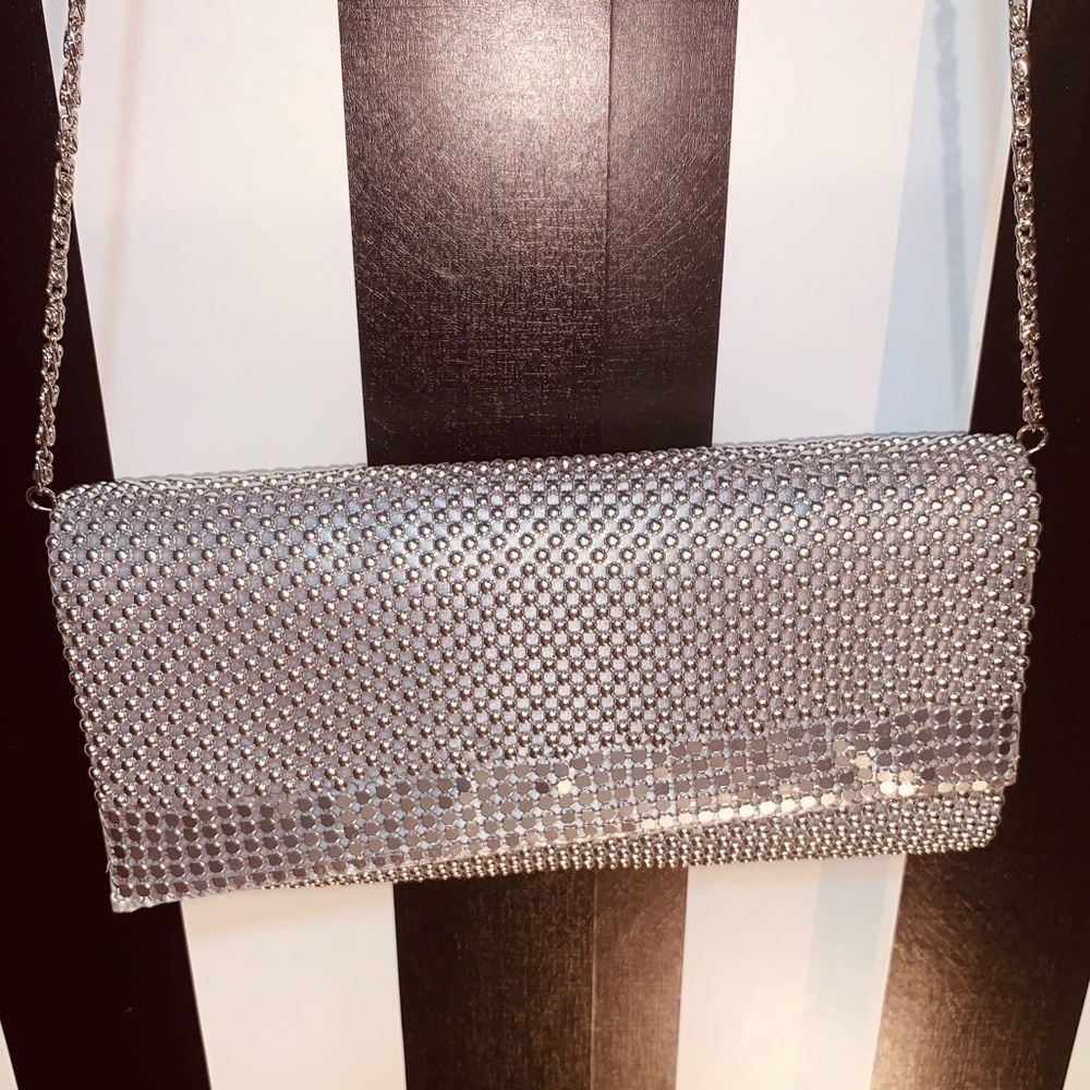 Chainmail Metal Silver Evening Bag 90s Vintage 1994 Like New - Picture 2 of 11